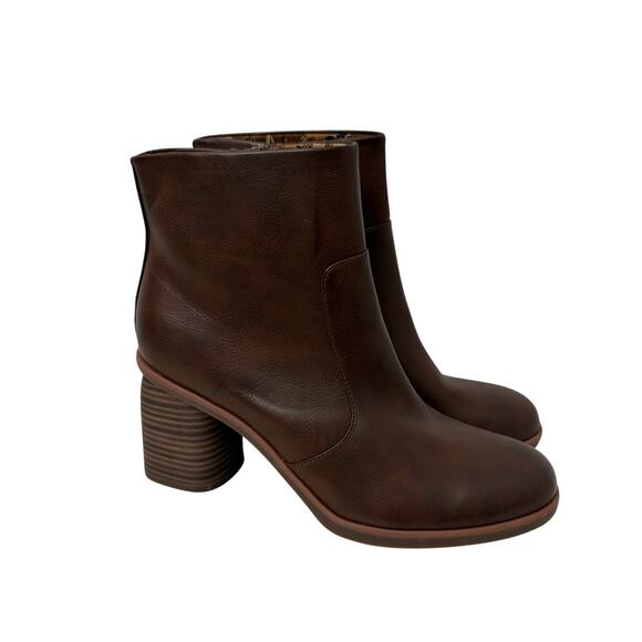 Korks Shoes - Korks Boots Womens Size 11 M Destiny Block Heel Bootie Brown Faux Leather Zipper